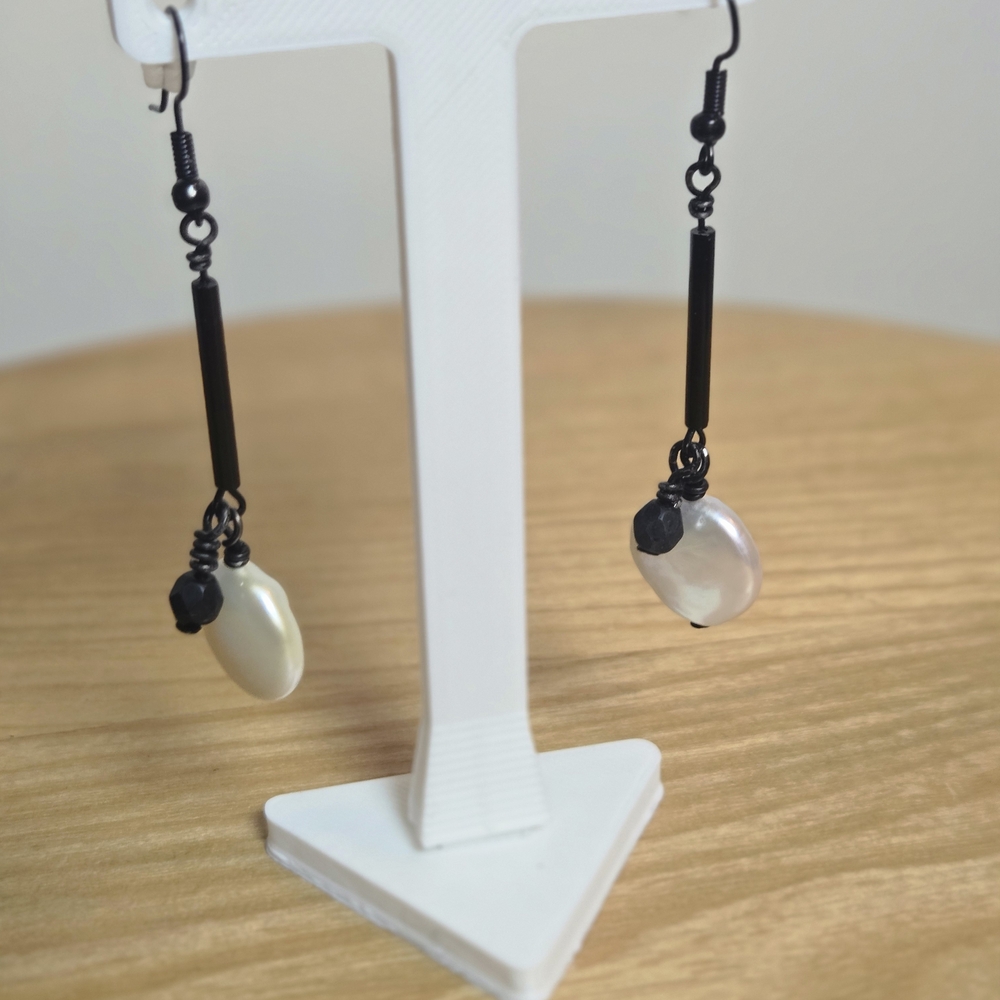 Elegant Black and White Dangle Earrings